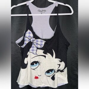 Betty Boop racerback Tank Top with Purple Bow Y2K medium